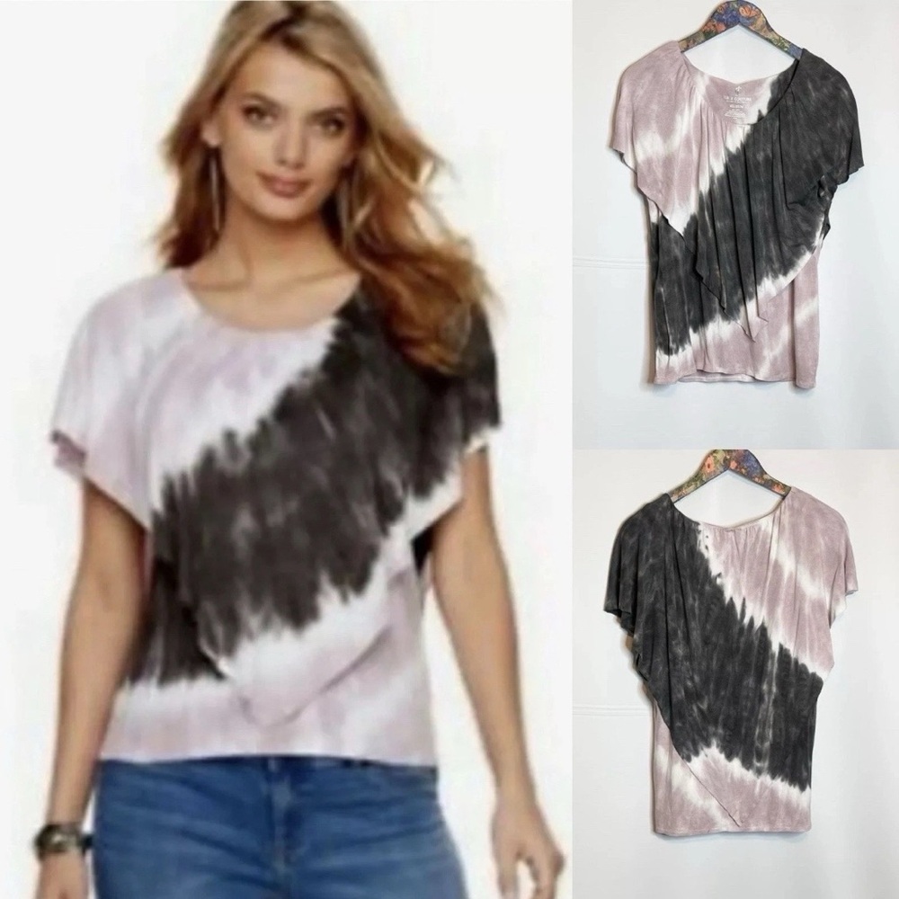JUICY COUTURE Tie Dye Pink Soft Drape Front Sleeveless Scoop Neck Top S